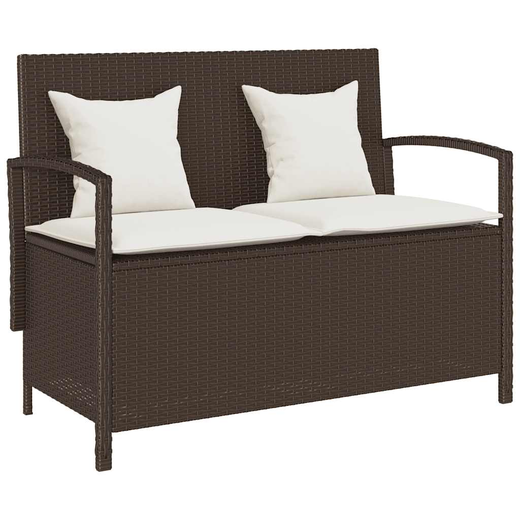 vidaXL Garden Bench with Cushion Poly Rattan Black