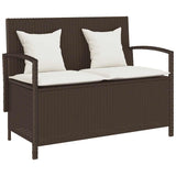vidaXL Garden Bench with Cushion Poly Rattan Black