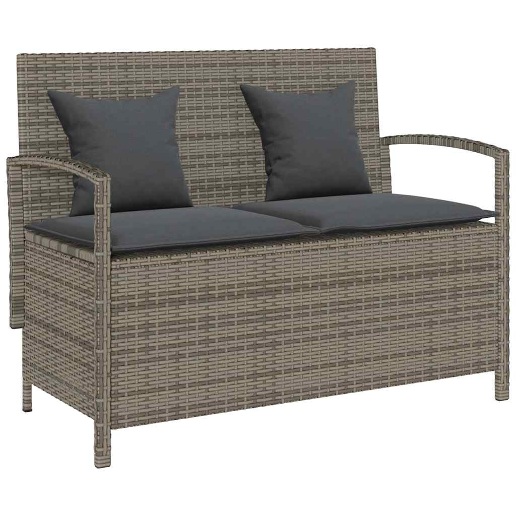 vidaXL Garden Bench with Cushion Poly Rattan Black