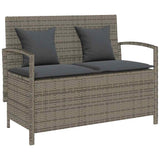 vidaXL Garden Bench with Cushion Poly Rattan Black