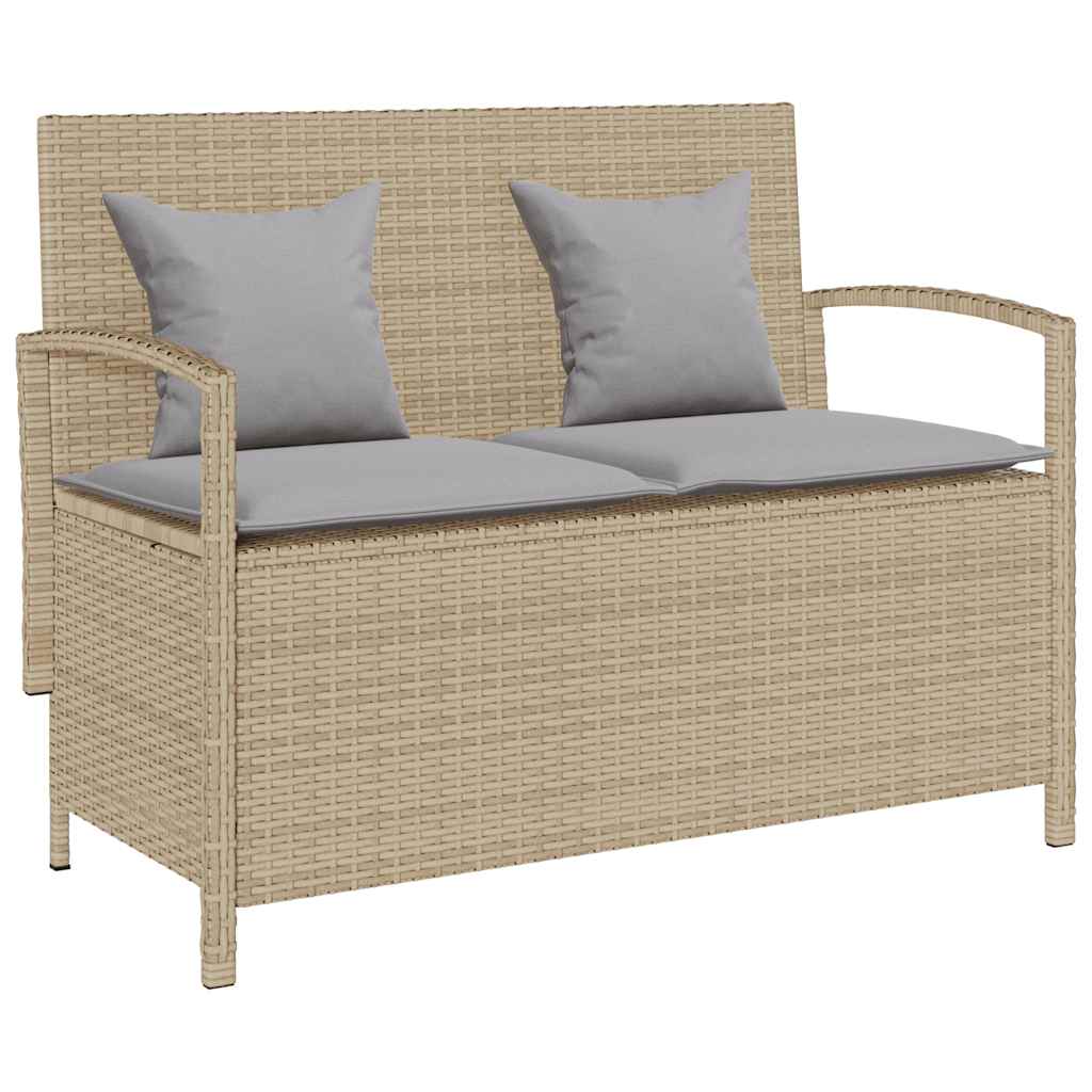 vidaXL Garden Bench with Cushion Poly Rattan Black