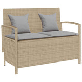 vidaXL Garden Bench with Cushion Poly Rattan Black