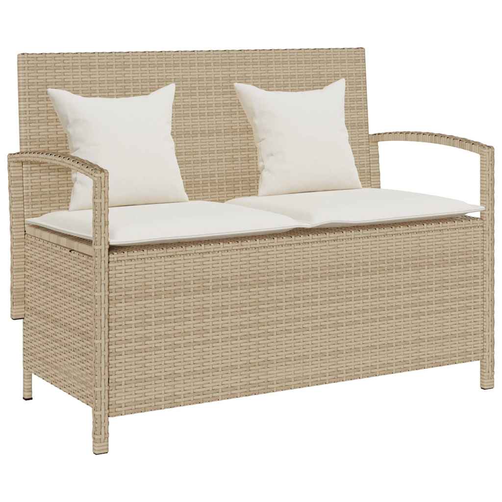 vidaXL Garden Bench with Cushion Poly Rattan Black
