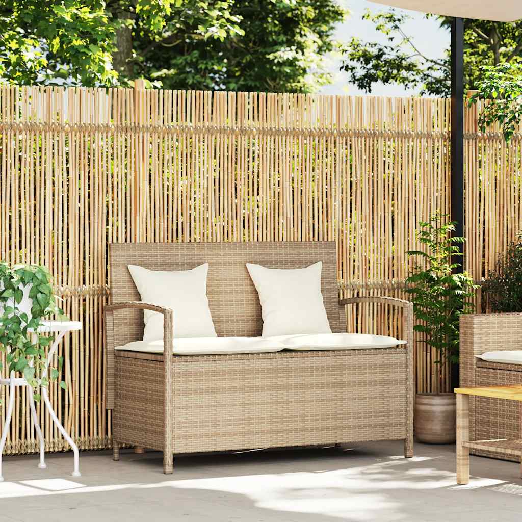 vidaXL Garden Bench with Cushion Poly Rattan Black