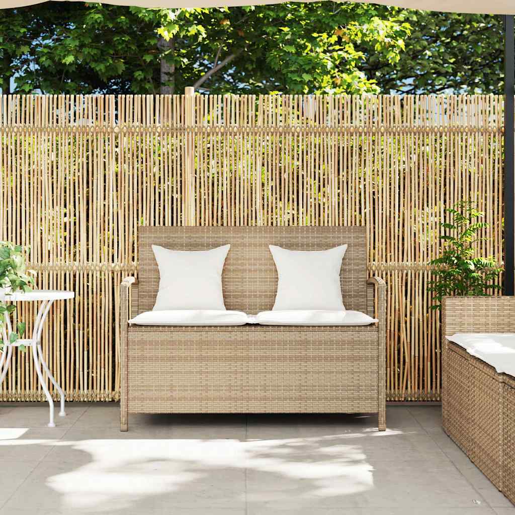 vidaXL Garden Bench with Cushion Poly Rattan Black