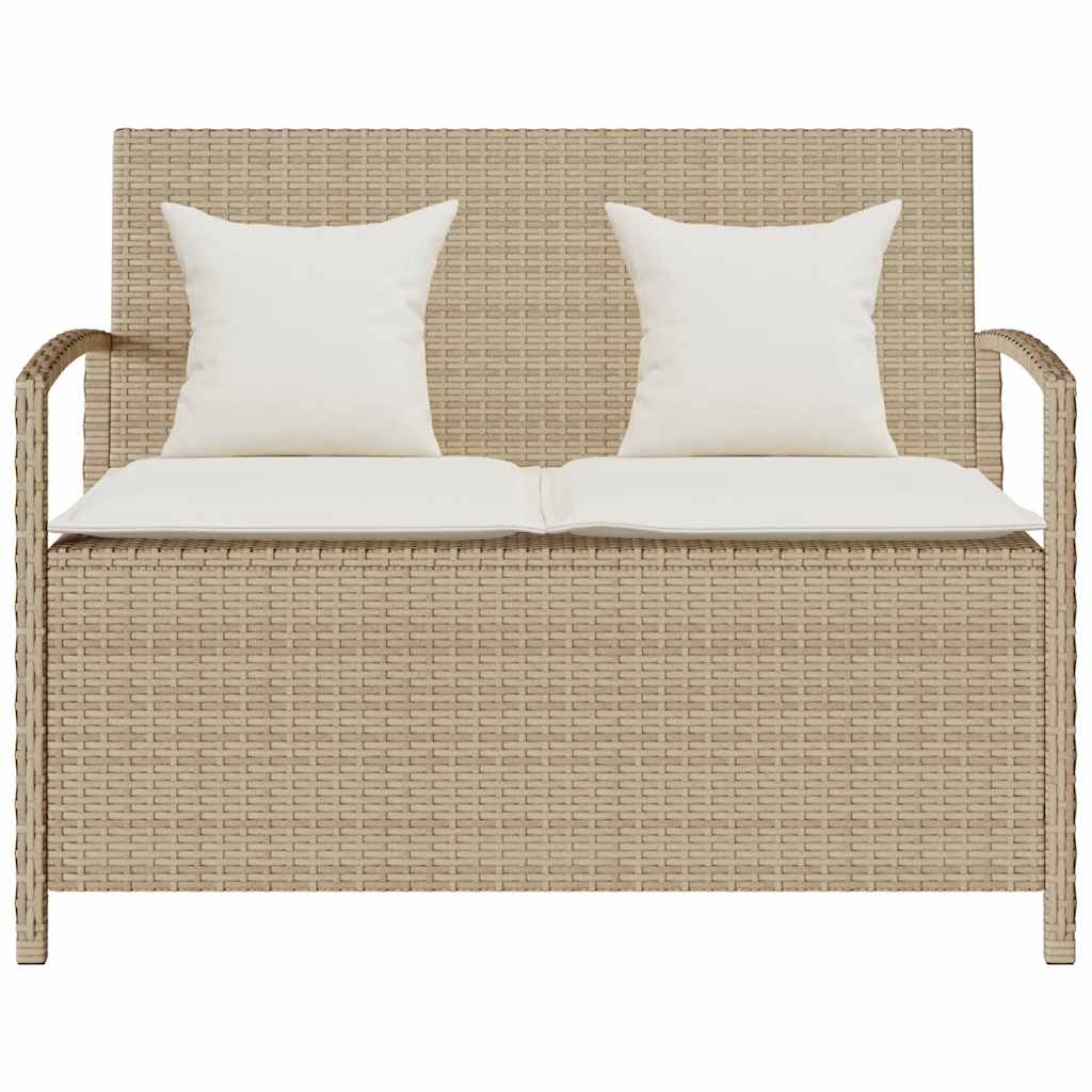 vidaXL Garden Bench with Cushion Poly Rattan Black
