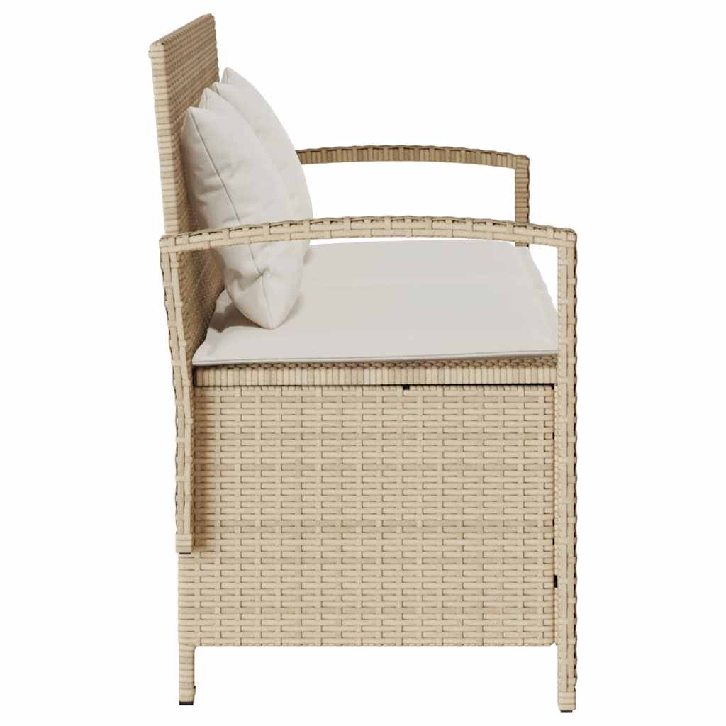 vidaXL Garden Bench with Cushion Poly Rattan Black