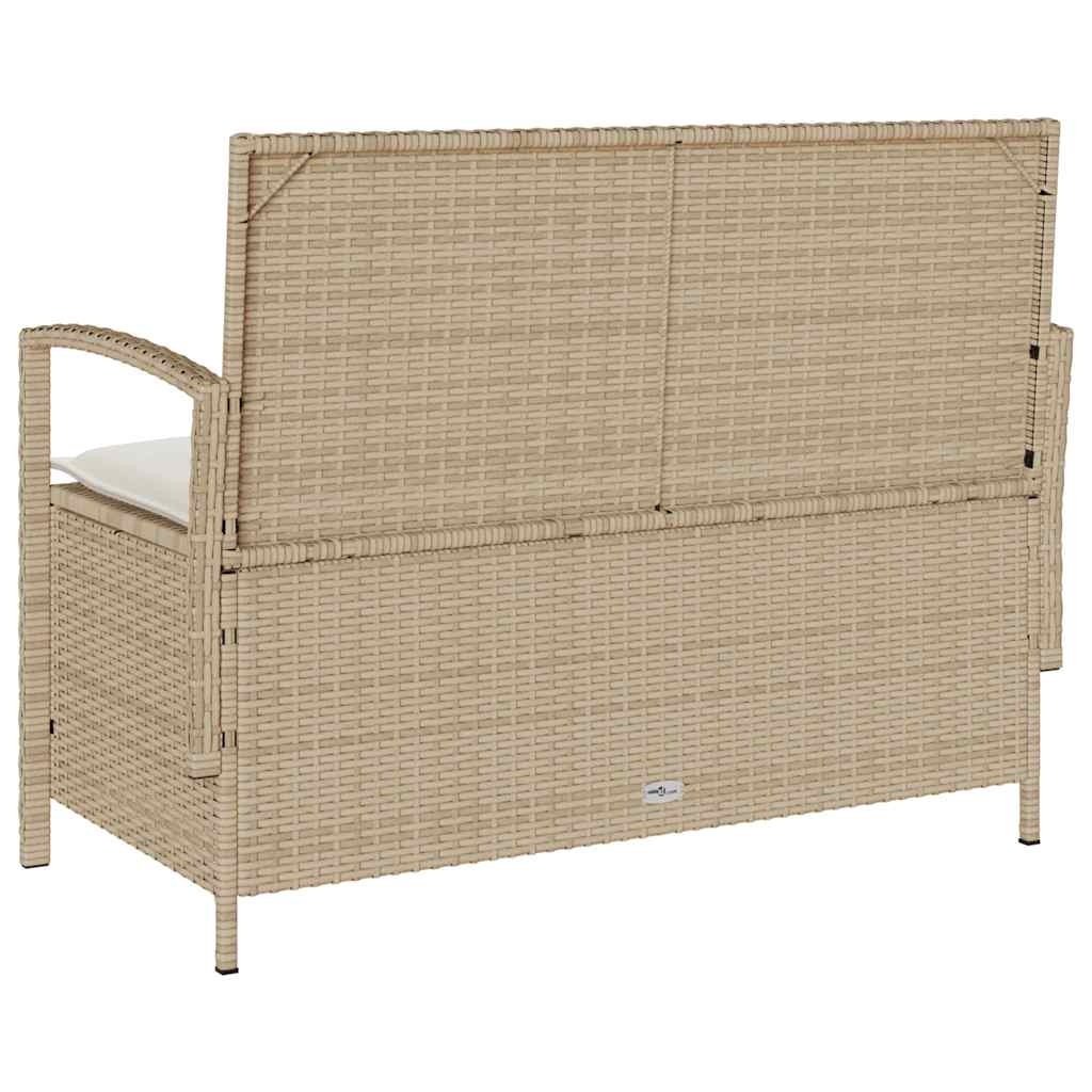 vidaXL Garden Bench with Cushion Poly Rattan Black