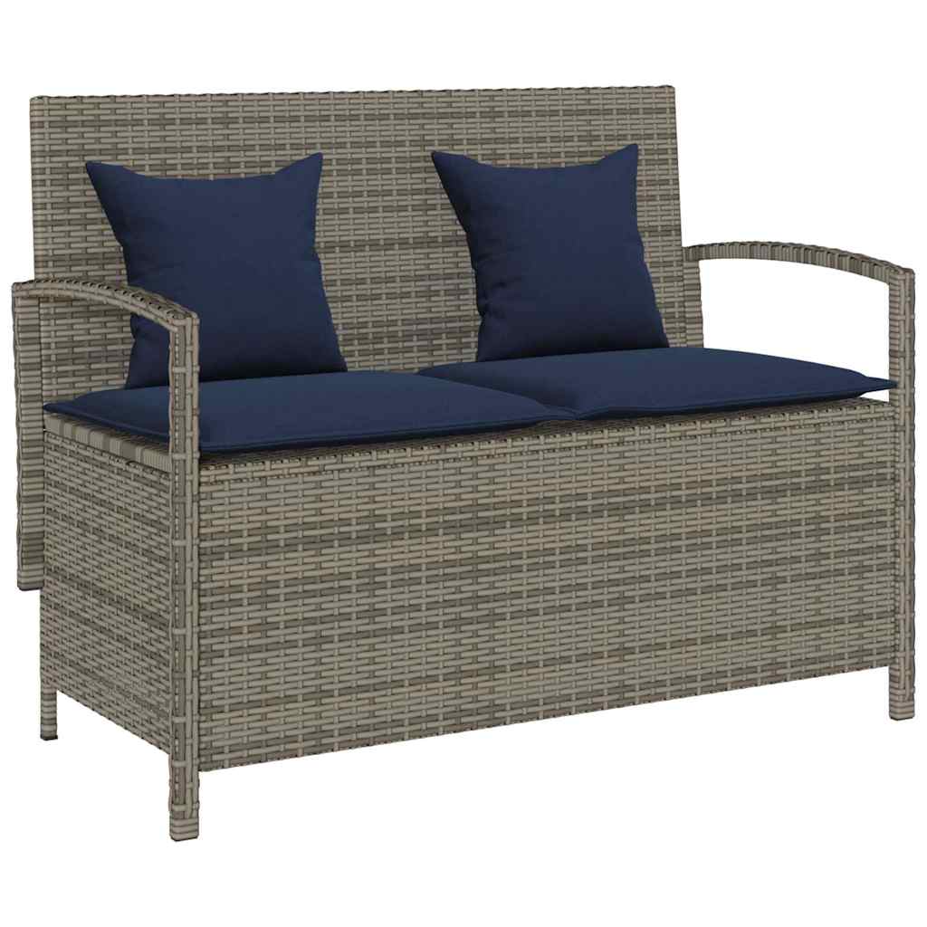 vidaXL Garden Bench with Cushion Poly Rattan Black