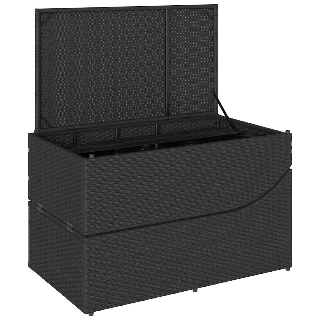 vidaXL Folding Sun Lounger with Cushion Storage Poly Rattan Black