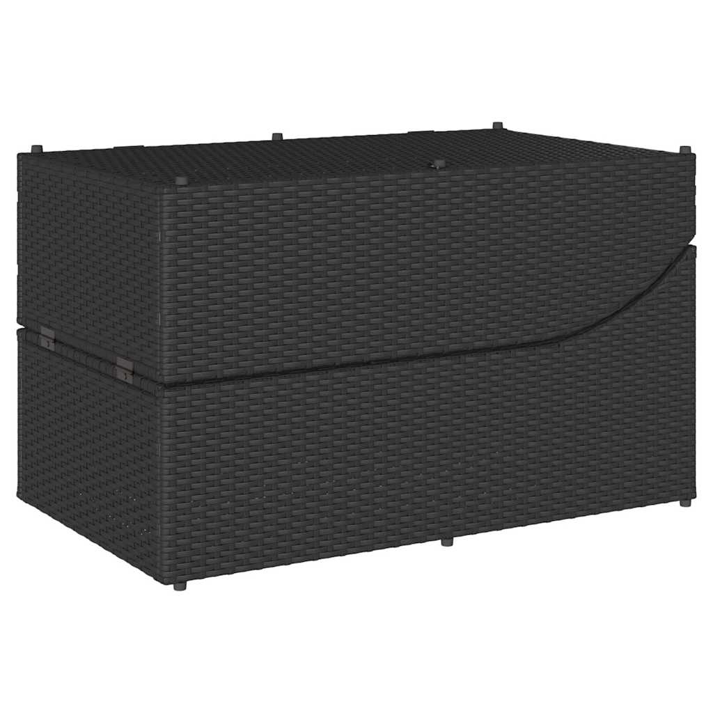 vidaXL Folding Sun Lounger with Cushion Storage Poly Rattan Black