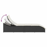 vidaXL Folding Sun Lounger with Cushion Storage Poly Rattan Black