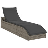 vidaXL Folding Sun Lounger with Cushion Storage Poly Rattan Black