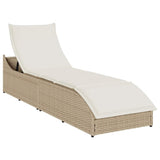 vidaXL Folding Sun Lounger with Cushion Storage Poly Rattan Black