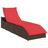 vidaXL Folding Sun Lounger with Cushion Storage Poly Rattan Black