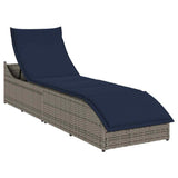 vidaXL Folding Sun Lounger with Cushion Storage Poly Rattan Black