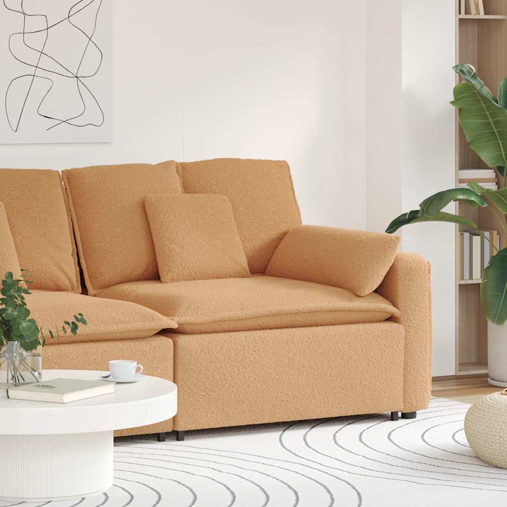 vidaXL Modulaire bank Armleuning eindmodule met kussens 100 cm beige
