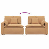 vidaXL Modulaire bank Armleuning eindmodule met kussens 100 cm beige