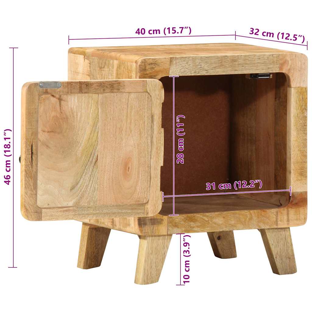 vidaXL Nachtkastje 40x32x46 cm massief ruw mangohout