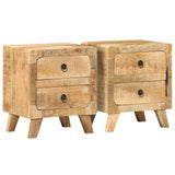 vidaXL Bedside Cabinet 40x32x46 cm Solid Rough Mango Wood