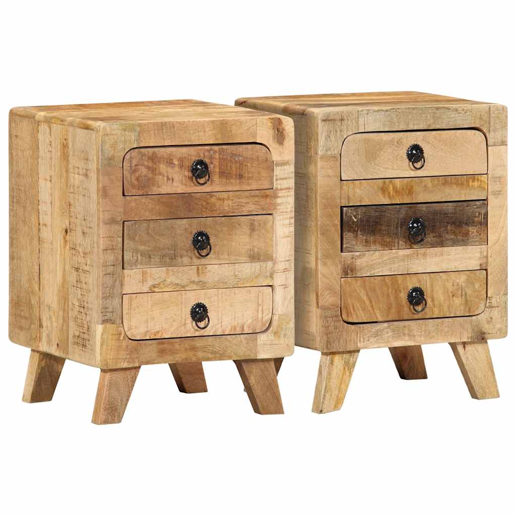 vidaXL Nachtkastje 37x32x50 cm massief ruw mangohout