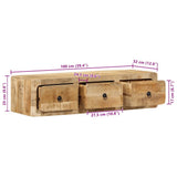 vidaXL Tv-wandmeubel 100x32x25 cm massief hout ruw mangohout