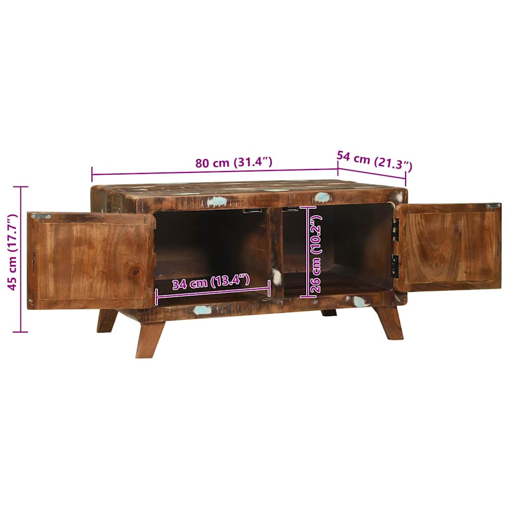 vidaXL Salontafel Multikleur 80 x 54 x 45 cm Massief Gerecycleerd Hout