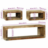 vidaXL TV cabinet set with storage shelf 3 pcs Brown Solid mango wood