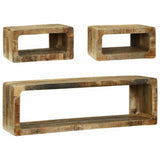 vidaXL TV cabinet set with storage shelf 3 pcs Brown Solid mango wood