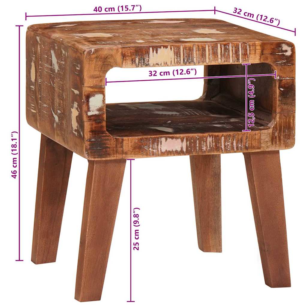 vidaXL Bijzettafel met plank Bruin 40 x 32 x 46 cm Massief Mango Hout