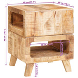 vidaXL Bijzettafel met plank Bruin 40 x 40 x 49 cm Massief Mango Hout