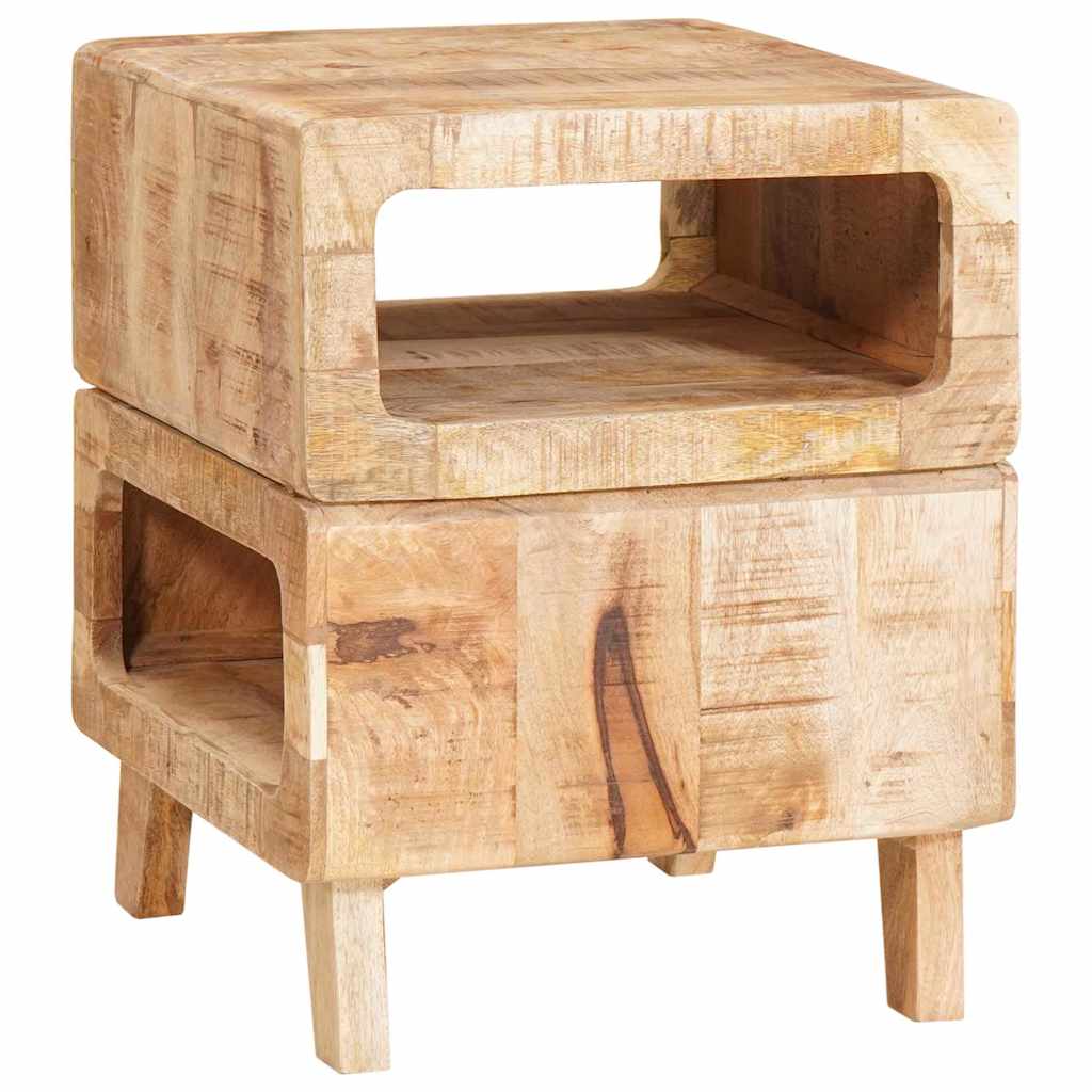 vidaXL Bijzettafel met plank Bruin 40 x 40 x 49 cm Massief Mango Hout