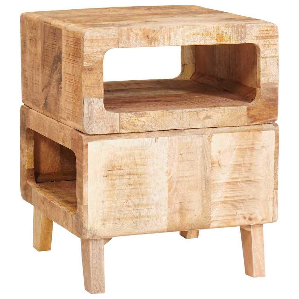 vidaXL Bijzettafel met plank Bruin 40 x 40 x 49 cm Massief Mango Hout