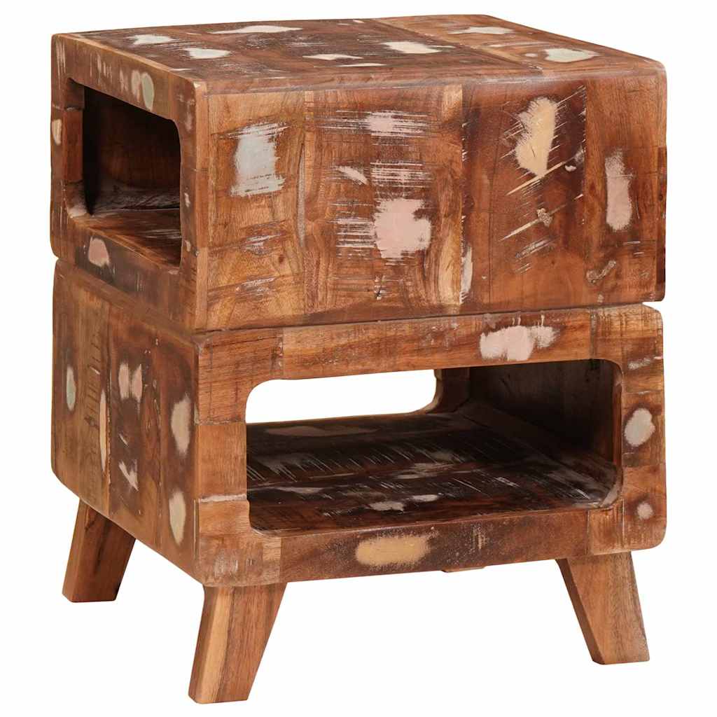 vidaXL Bijzettafel met plank Bruin 40 x 40 x 49 cm Massief Mango Hout
