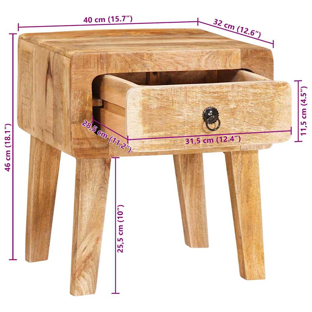 vidaXL Bijzettafel met lade Bruin 40 x 32 x 46 cm Massief Mango Hout