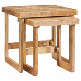 vidaXL Nesttafels 2 pcs Bruin 46 x 46 x 45 cm Massief Mango Hout
