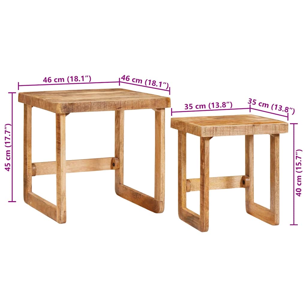 vidaXL Nesttafels 2 pcs Bruin 46 x 46 x 45 cm Massief Mango Hout