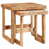 vidaXL Nesttafels 2 pcs Bruin 46 x 46 x 45 cm Massief Mango Hout