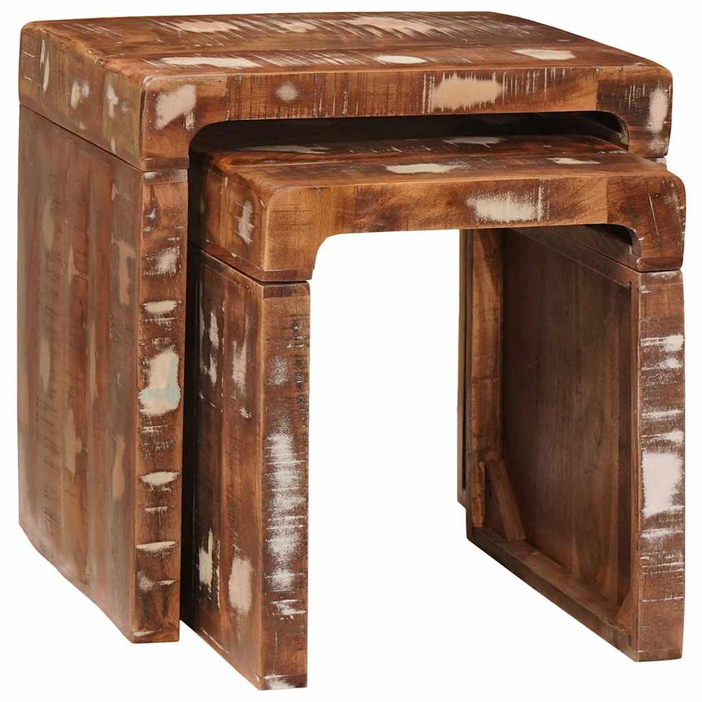 vidaXL Nesting Tables 2 pcs Brown 46 x 40 x 46 cm Solid Mango Wood
