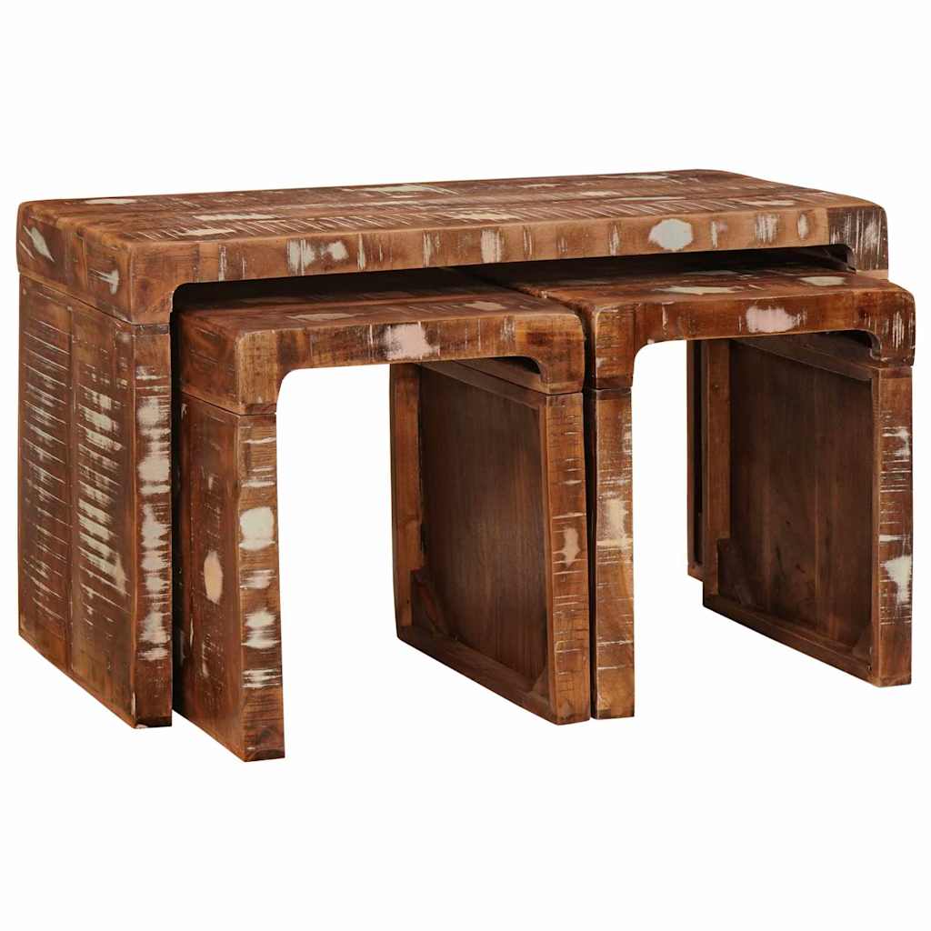 vidaXL Nesting Tables 3 pcs Brown Solid Mango Wood