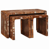vidaXL Nesting Tables 3 pcs Brown Solid Mango Wood