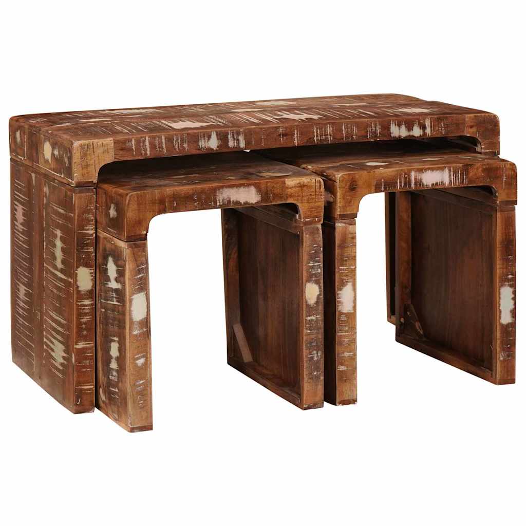 vidaXL Nesting Tables 3 pcs Brown Solid Mango Wood