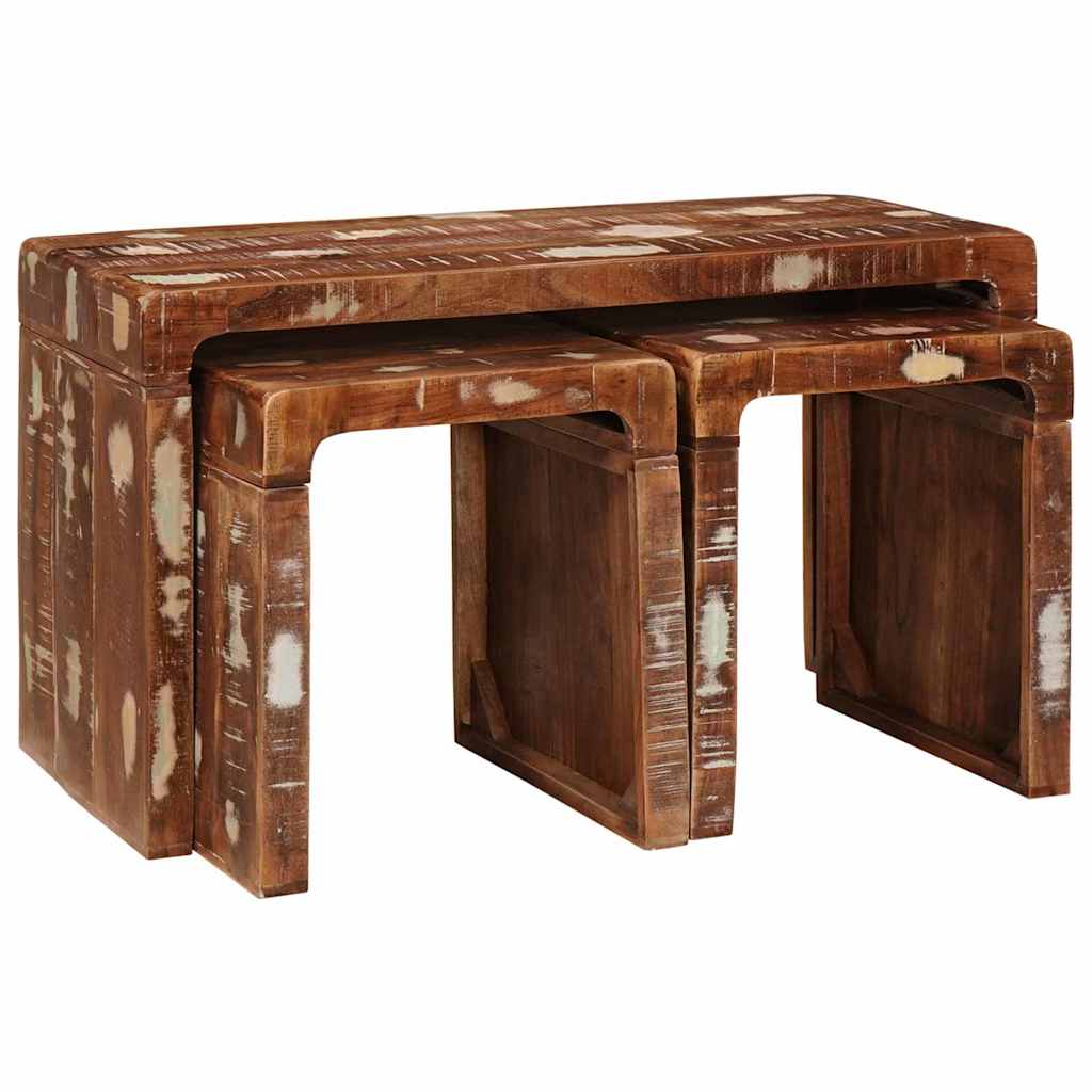 vidaXL Nesting Tables 3 pcs Brown Solid Mango Wood