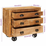 vidaXL Sideboard on Wheels 70x40x75 cm Solid Mango Wood