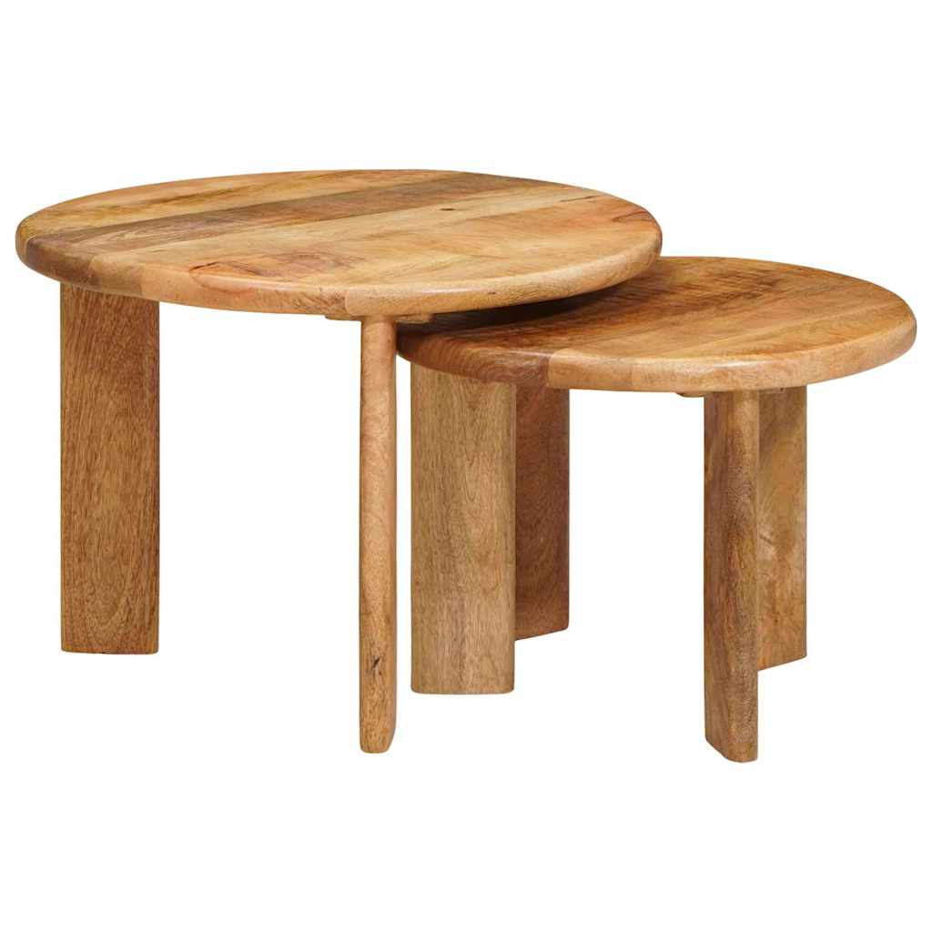 vidaXL Nesting Koffietafels 2 pcs Bruin Massief Mango Hout