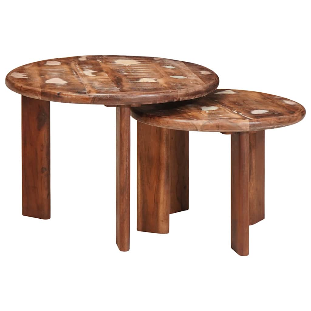 vidaXL Nesting Koffietafels 2 pcs Bruin Massief Mango Hout
