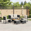 vidaXL Tuinbank Set met kussen 6 pcs Zwart en Crème poly rattan