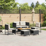 vidaXL Tuinbank Set met kussen 6 pcs Zwart en Crème poly rattan