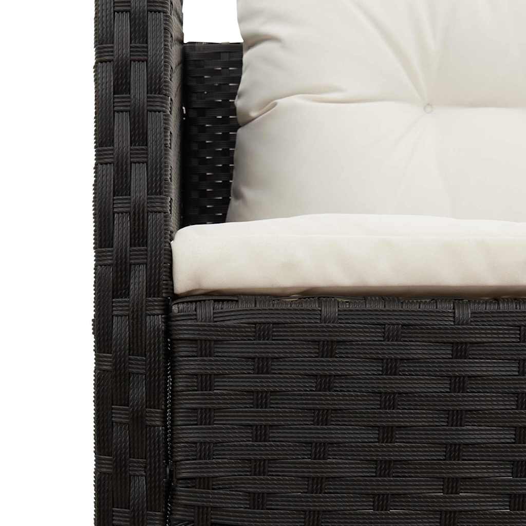 vidaXL Tuinbank Set met kussen 6 pcs Zwart en Crème poly rattan