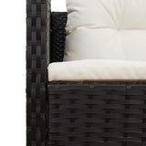 vidaXL Tuinbank Set met kussen 6 pcs Zwart en Crème poly rattan